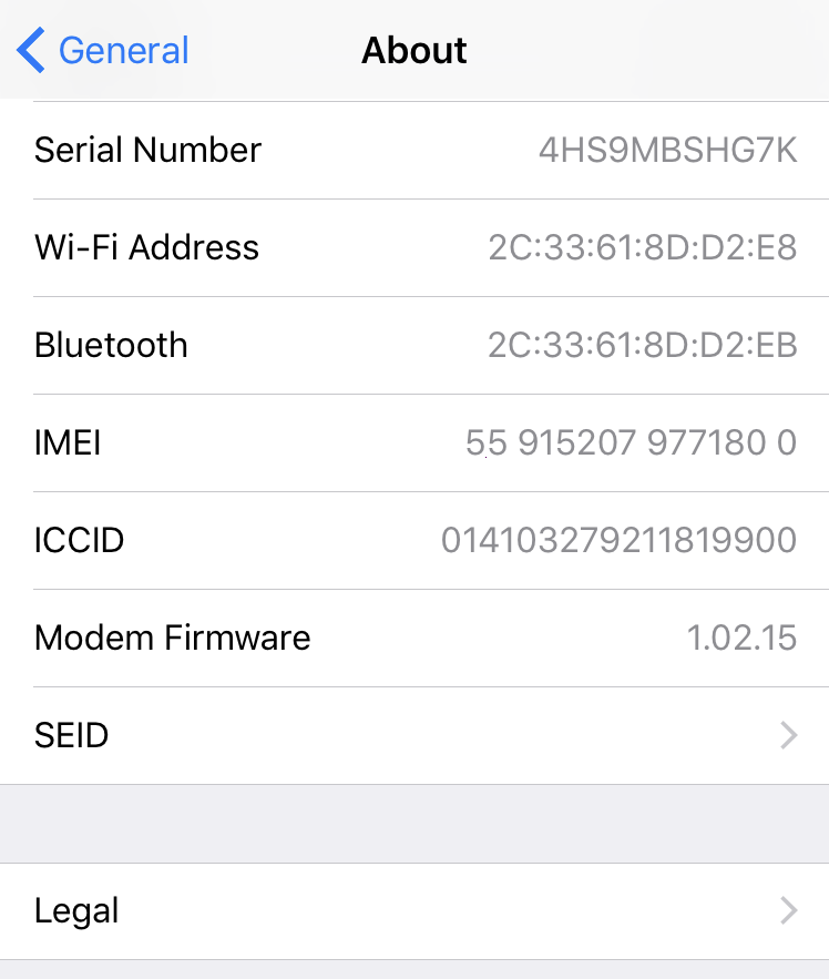 Search serial number for iphone se